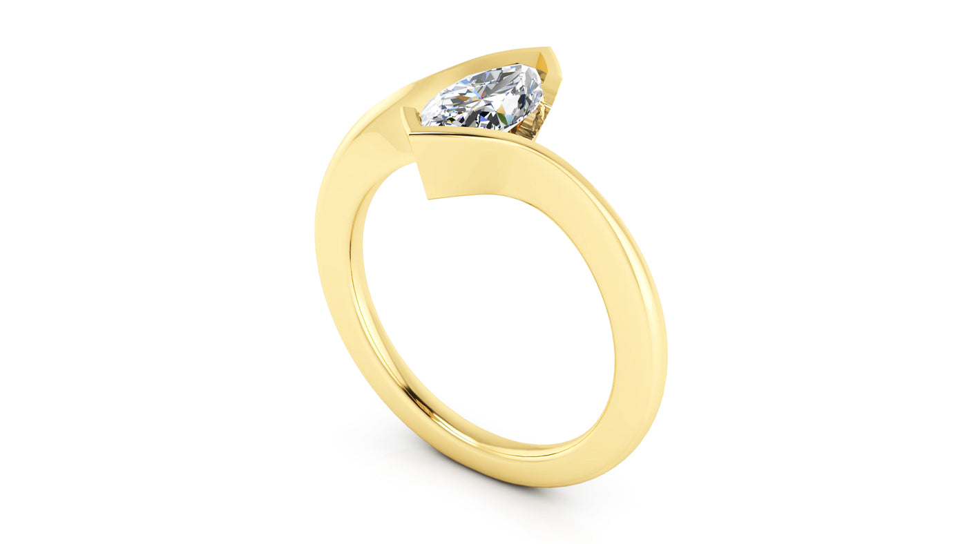 14K Yellow Gold 1.02ctw Bezel Engagement Ring by Thollot