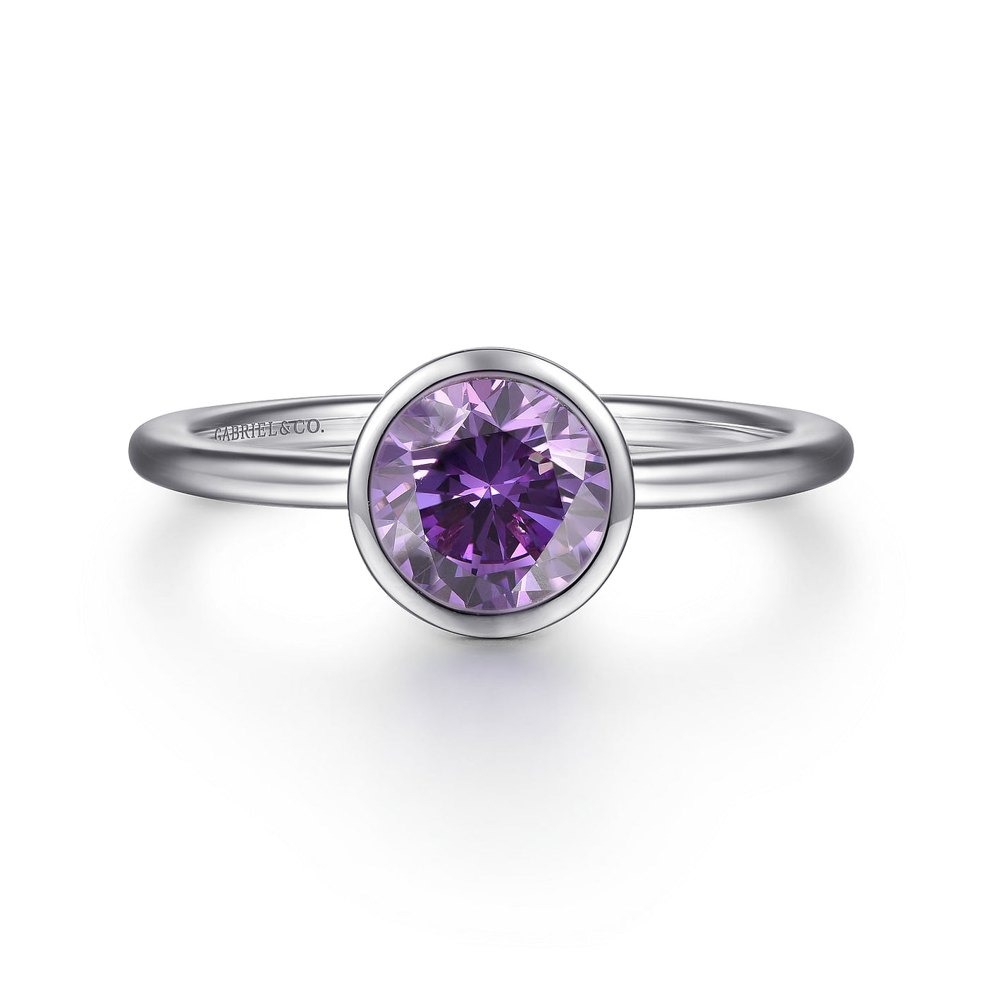 Sterling Silver .76ctw Solitaire Style Amethyst Ring