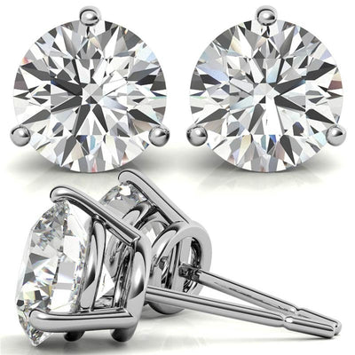 14K White Gold 0.5ctw Diamond Stud Earrings in Three Prong Basket Settings