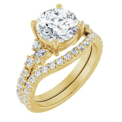 Ever & Ever 14K Yellow Gold 0.33ctw 4 Prong Style Diamond Semi-Mount Engagement Ring