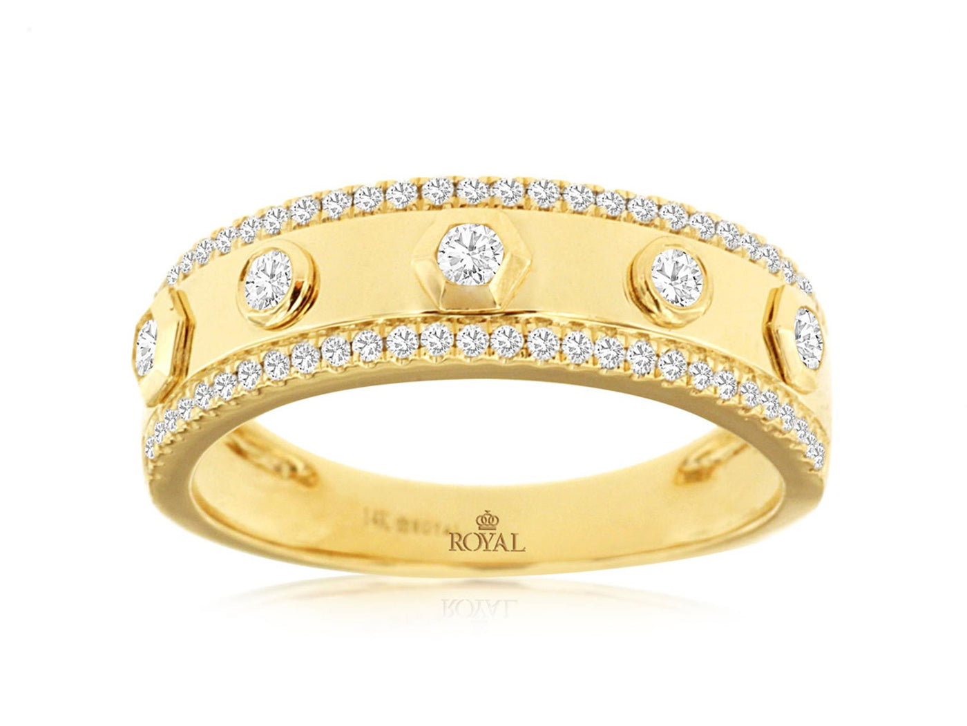 14K Yellow Gold .34ctw Etruscan Diamond Fashion Ring