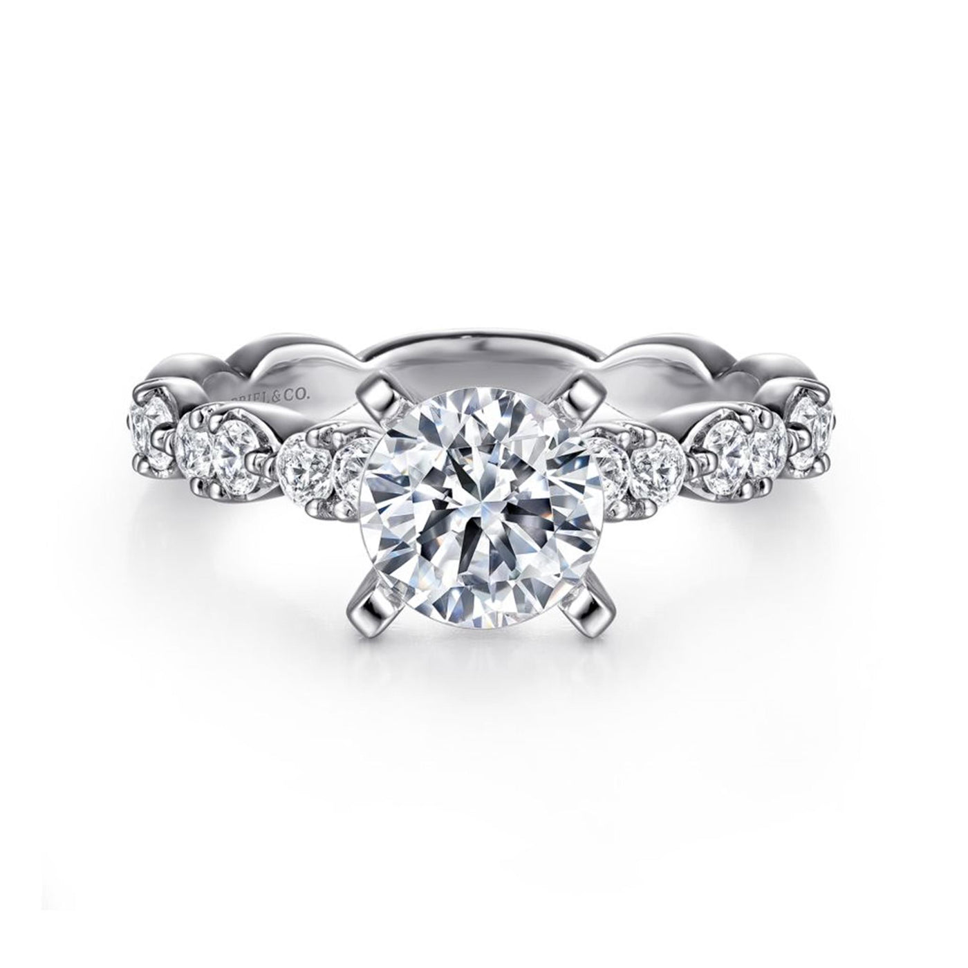 Gabriel 14K White Gold .45ctw 4 Prong Style Diamond Semi-Mount Engagement Ring