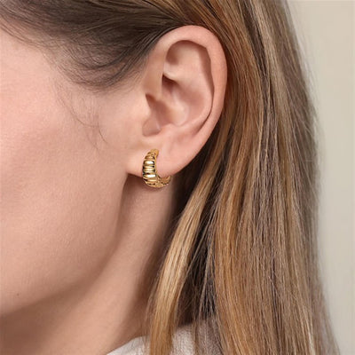 Gabriel 14K Yellow Gold 7.5mm x 15mm Sophisticated Huggie Style Earrings