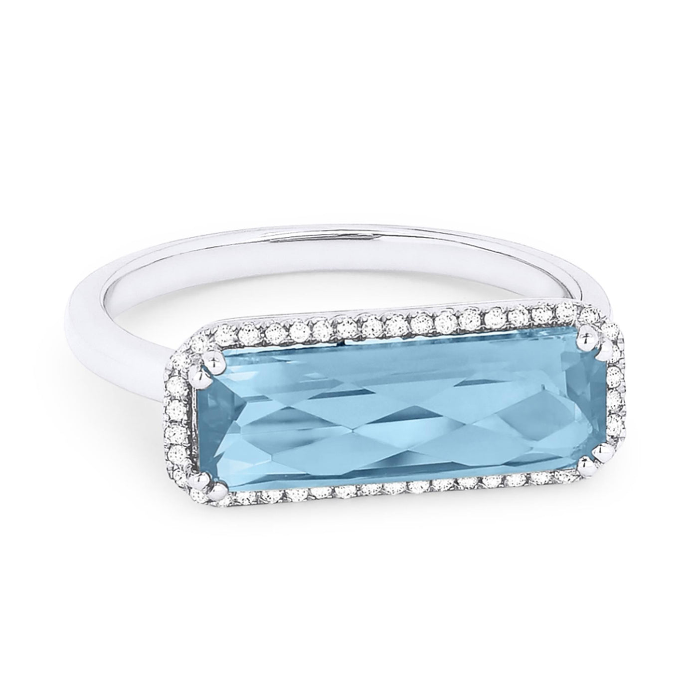 Madison L 14K White Gold 3.16ctw Halo Style Blue Topaz and Diamonds Ring