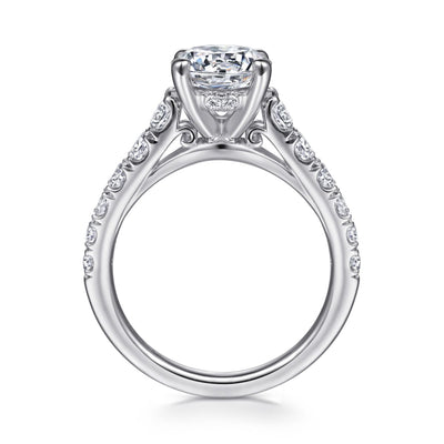 Gabriel 14K White Gold .76ctw 4 Prong Style Diamond Semi-Mount Engagement Ring