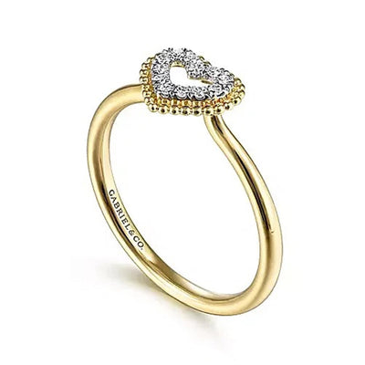 Gabriel 14K Yellow Gold .07ctw Heart Diamond Fashion Ring