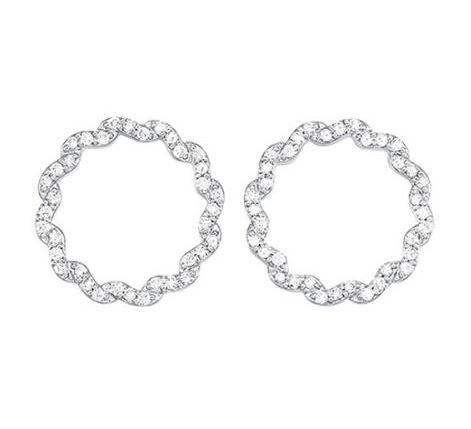 Sterling Silver .25ctw Round Hoop Style Diamond Earrings Secured with Friction Posts & Backs