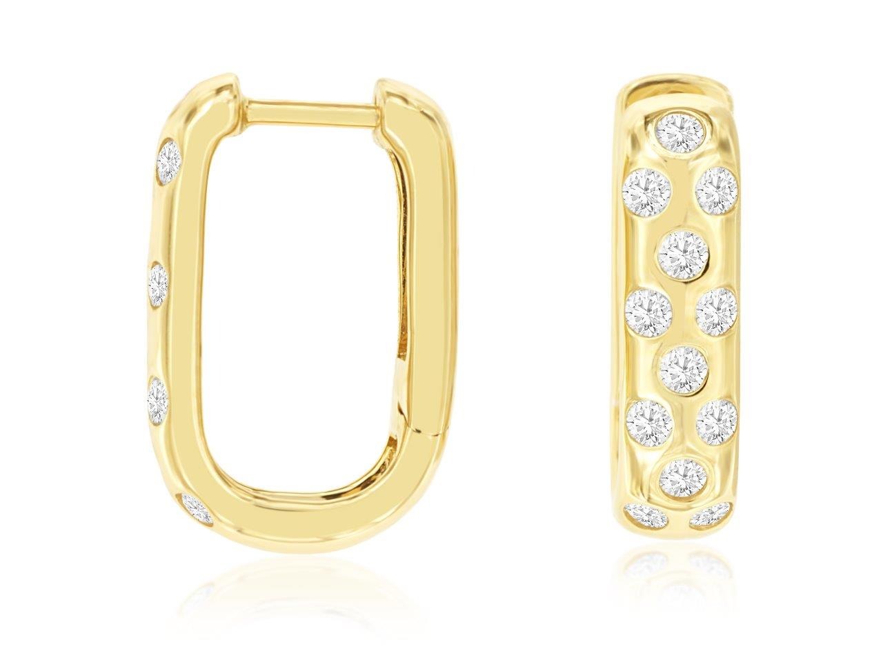 Royal 14K Yellow Gold .50ctw Contemporary Oval Hoop Style Diamond Earrings