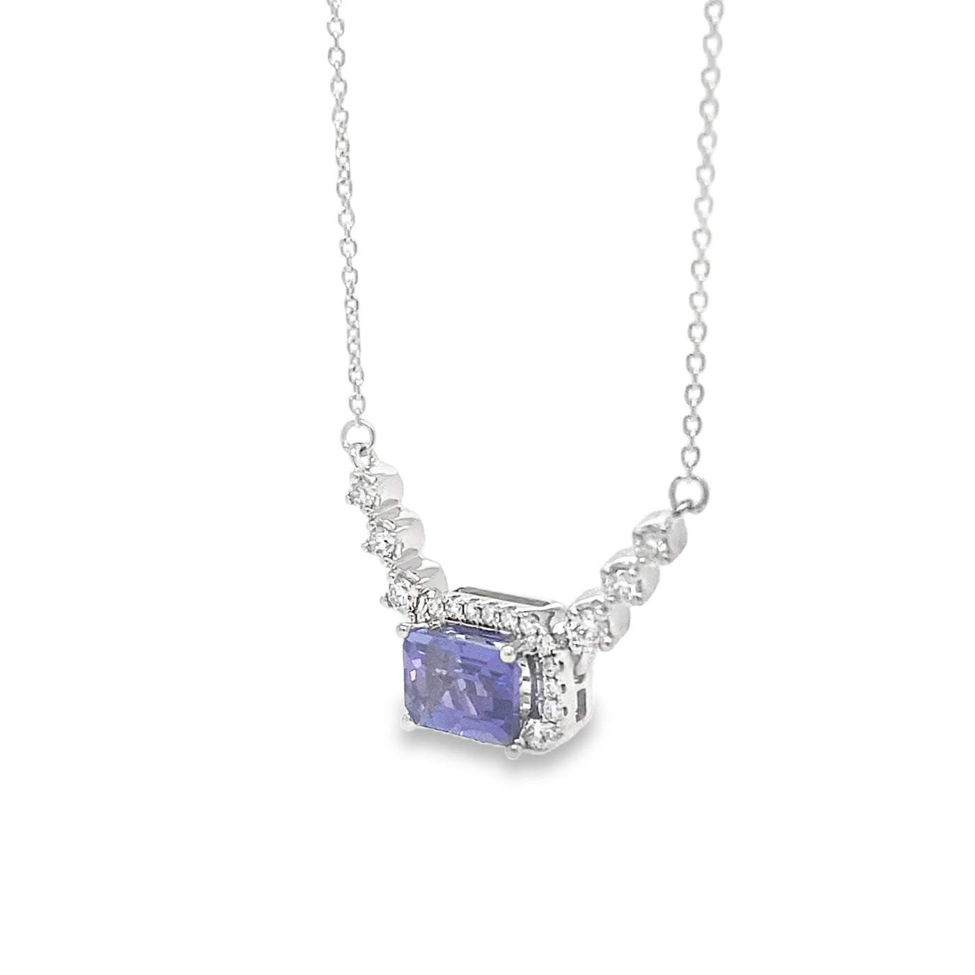 14K White Gold 1.40ctw Expression Style Tanzanite Necklace