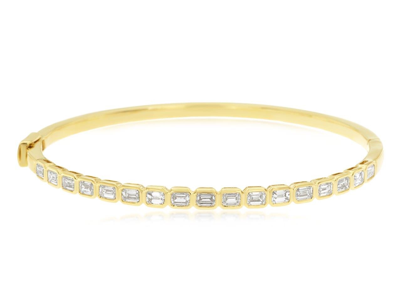 14K Yellow Gold 1.8ctw 7" Bangle Style Diamond Bracelet