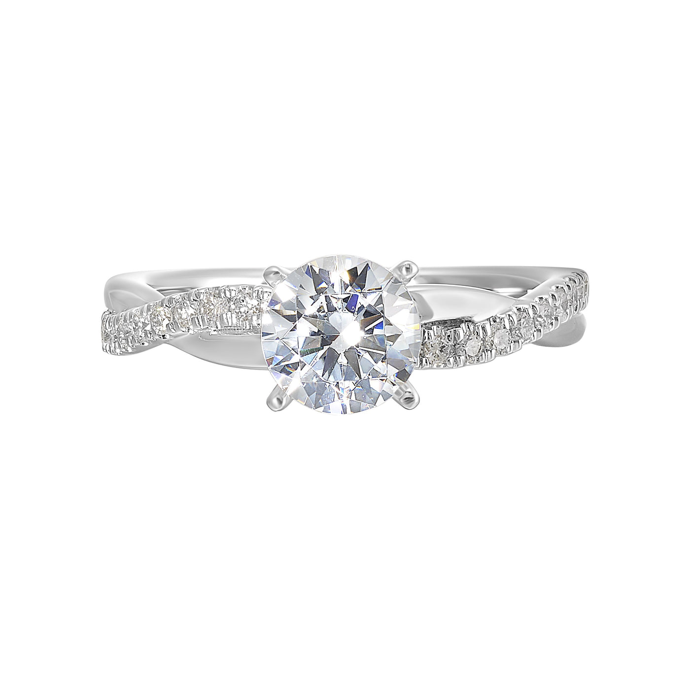 Thollot-Colorado Cut 14K White Gold .20ctw 4 Prong Style Diamond Semi-Mount Engagement Ring