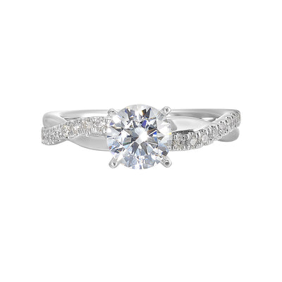 Thollot-Colorado Cut 14K White Gold .20ctw 4 Prong Style Diamond Semi-Mount Engagement Ring