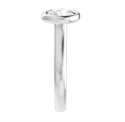 14K White Gold 6.5mm center Bezel Style Diamond Solitaire Engagement Ring