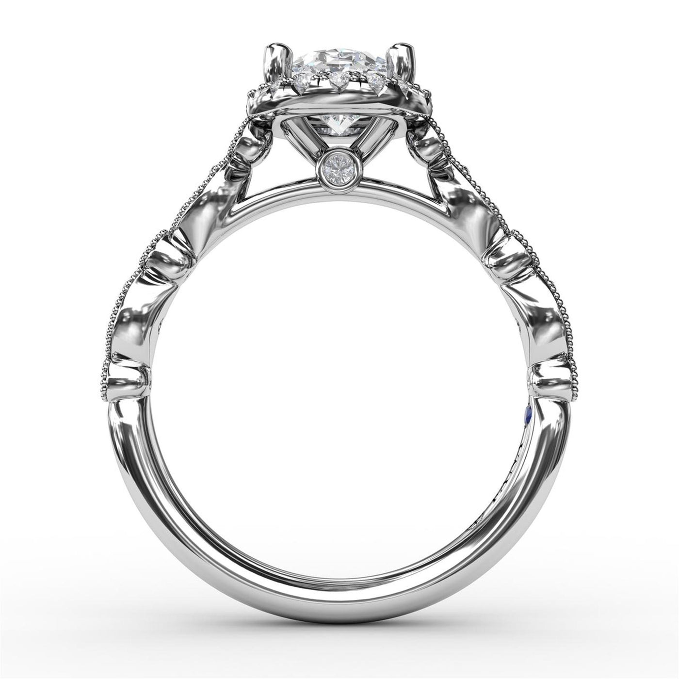 Fana 14K White Gold .26ctw Oval Halo Style Diamond Semi-Mount Engagement Ring