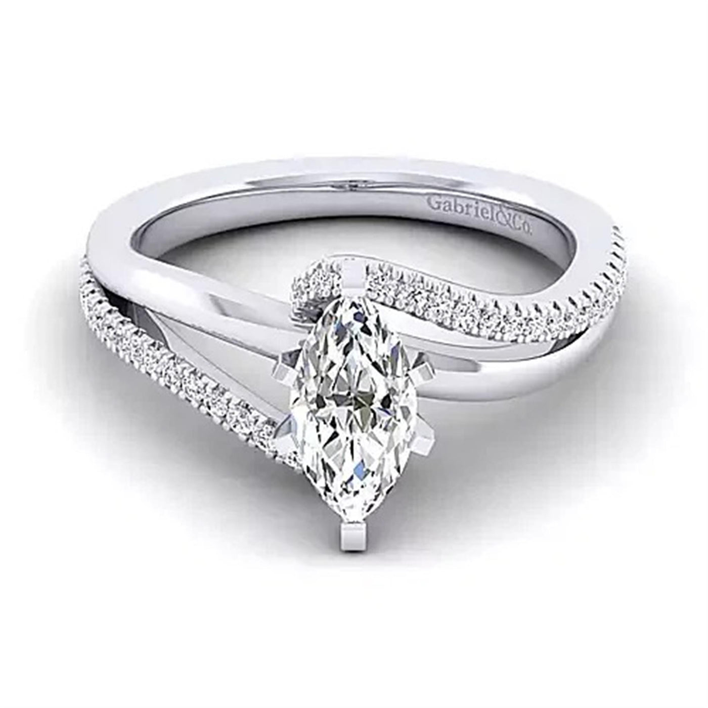 Gabriel 14K White Gold 2.66ctw 6 Prong Style Diamond Semi-Mount Engagement Ring