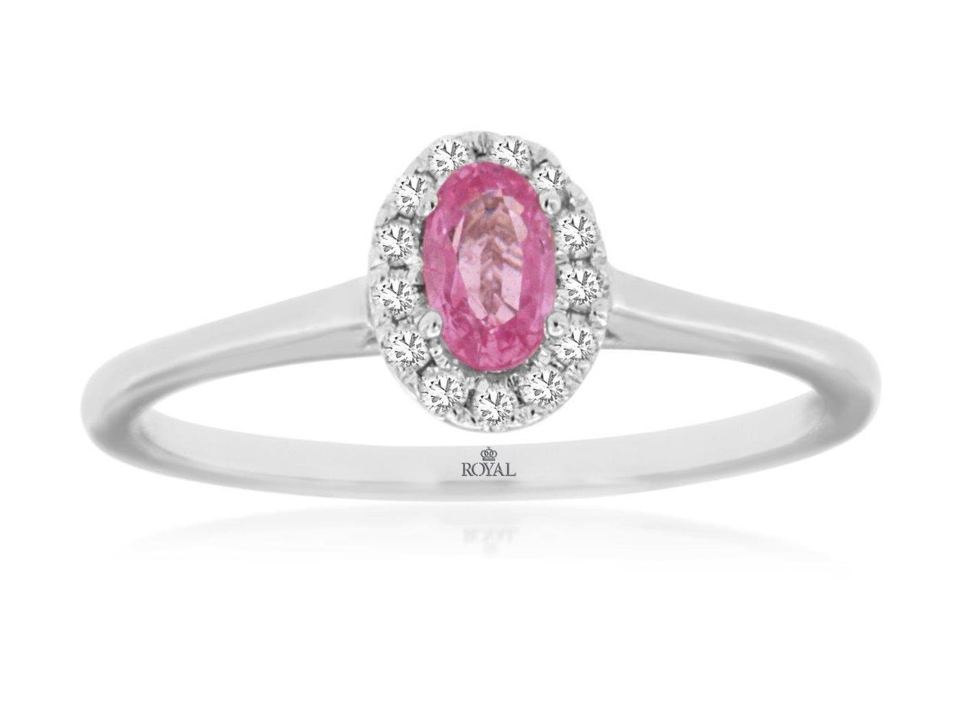 14K White Gold 0.42ctw Halo Style Pink Sapphire and Diamond Ring