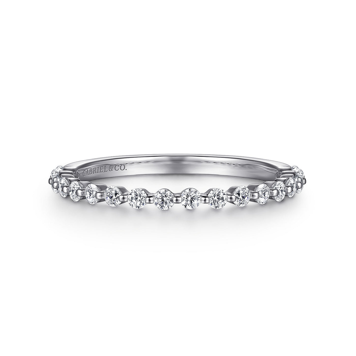 Gabriel 14K White Gold 0.34ctw Single Prong Diamond Band