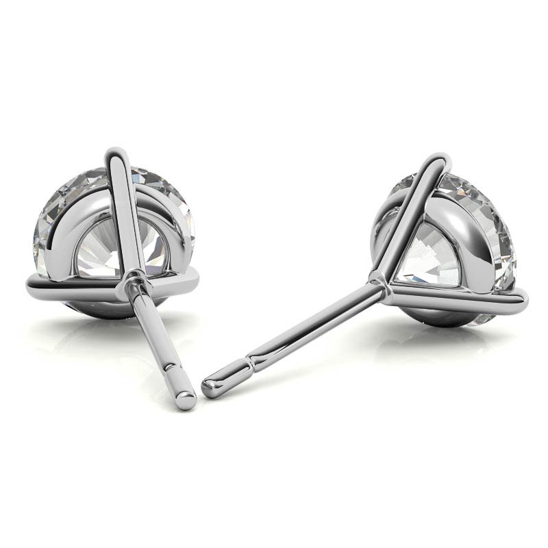 14K White Gold 2ctw Diamond Stud Earrings in Three Prong Martini Settings
