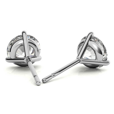 14K White Gold 2ctw Diamond Stud Earrings in Three Prong Martini Settings