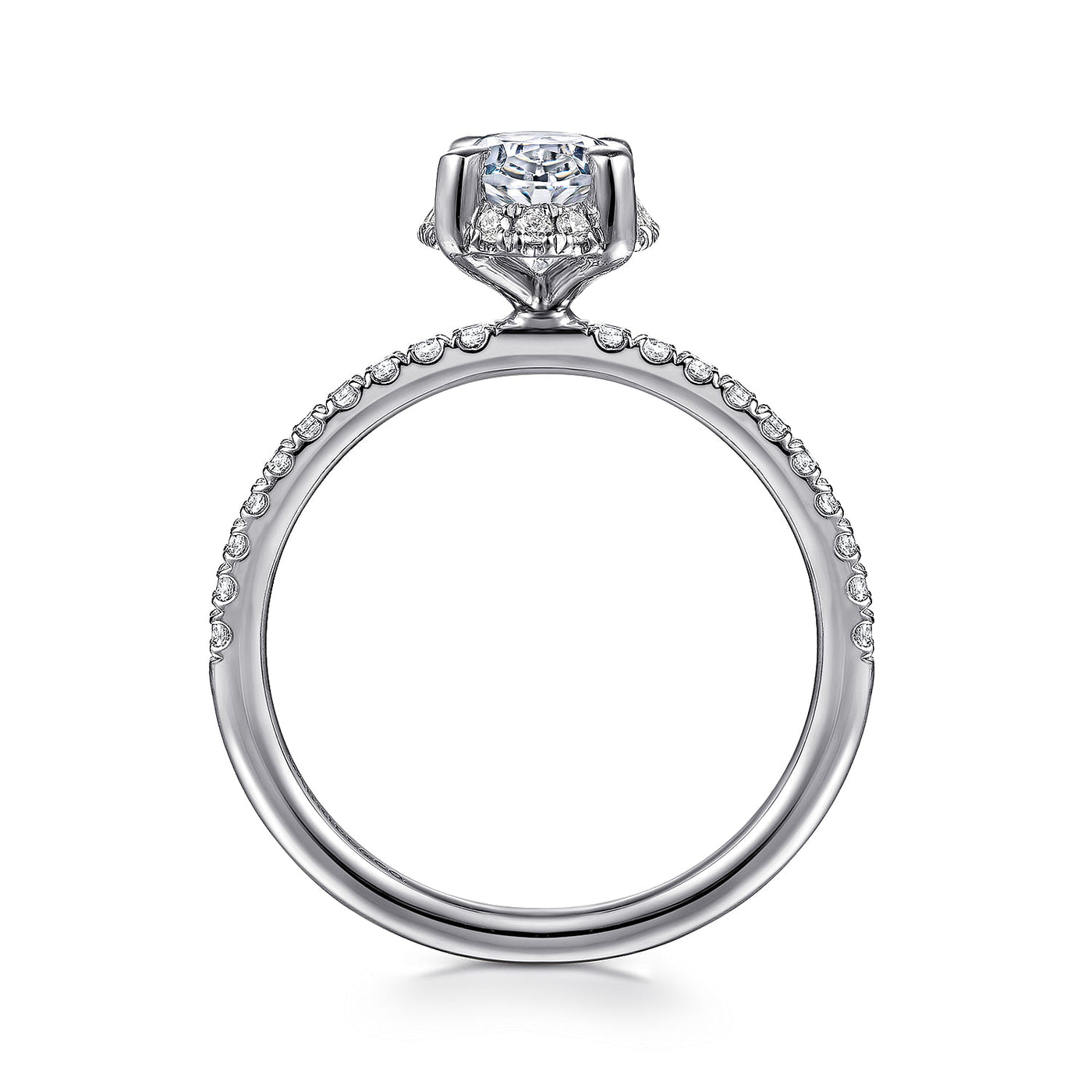 Gabriel 14K White Gold 0.294ctw 4 Prong Style Diamond Semi-Mount Engagement Ring