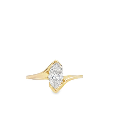 14K Yellow Gold 1.02ctw Bezel Engagement Ring by Thollot