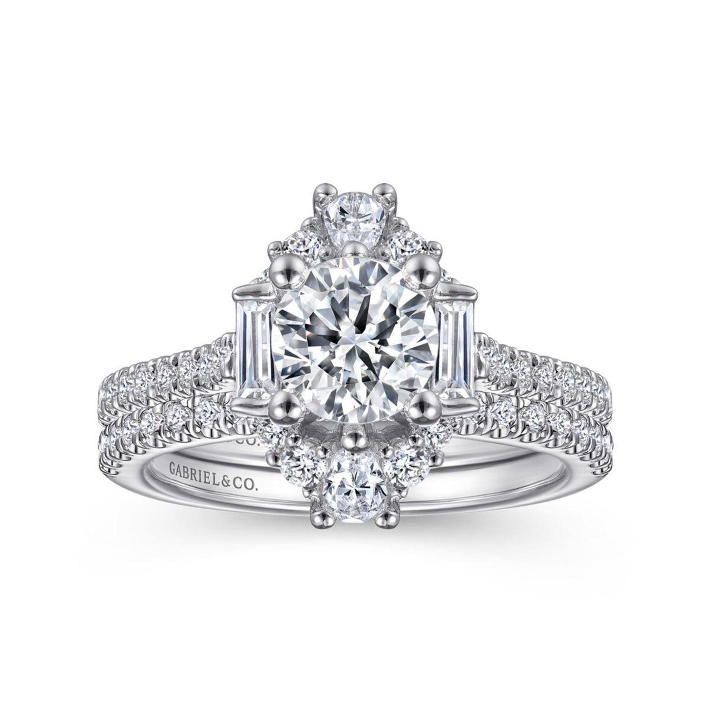 14K White Gold .67ctw Fancy Halo Style Diamond Semi-Mount Engagement Ring