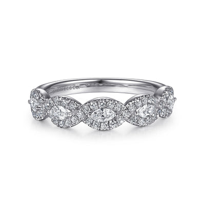 Gabriel 14K White Gold 0.50ctw Fancy Diamond Band