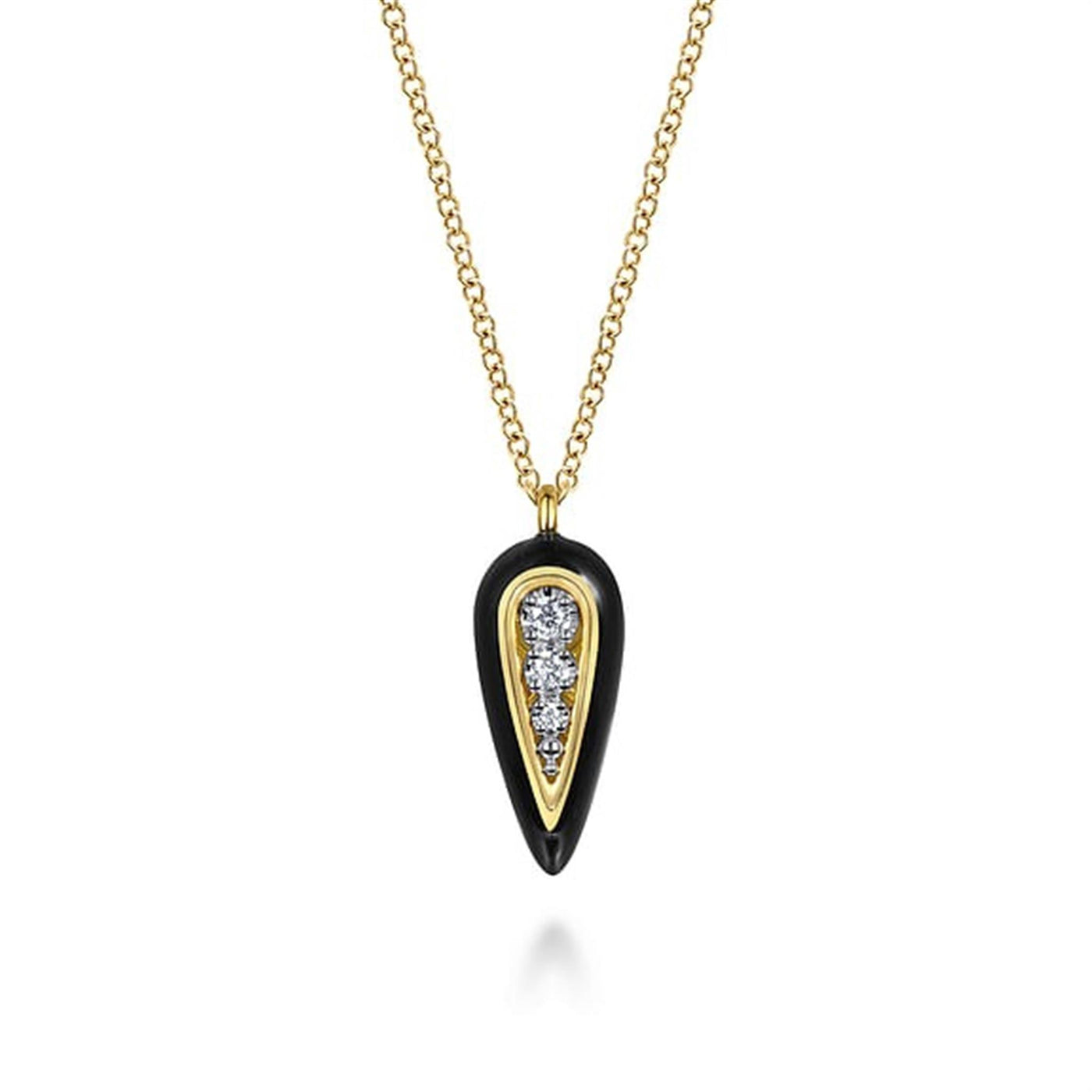 Gabriel 14K White & Yellow Gold 0.06ctw Drop Style Pendant