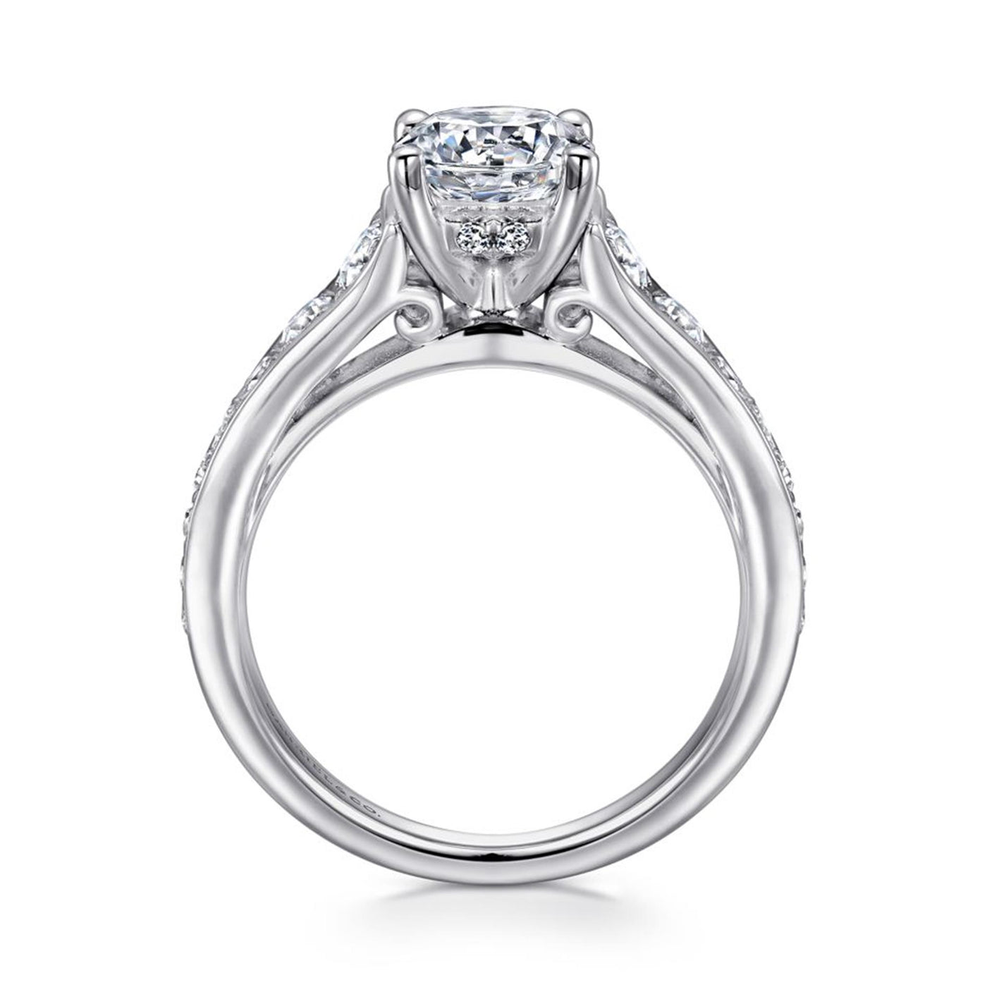 Gabriel 14K White Gold .57ctw 4 Prong Style Diamond Semi-Mount Engagement Ring