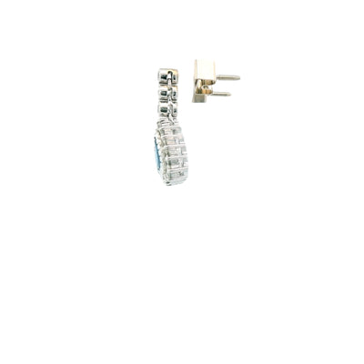 Estate 18K White Gold 1.04ctw Drop Style Pear Sapphires and Diamonds Earrings