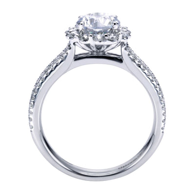 Gabriel 14K White Gold .53ctw Round Halo Style Diamond Semi-Mount Engagement Ring