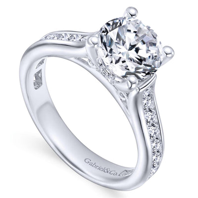 Gabriel 14K White Gold .75ctw 4 Prong Style Diamond Semi-Mount Engagement Ring