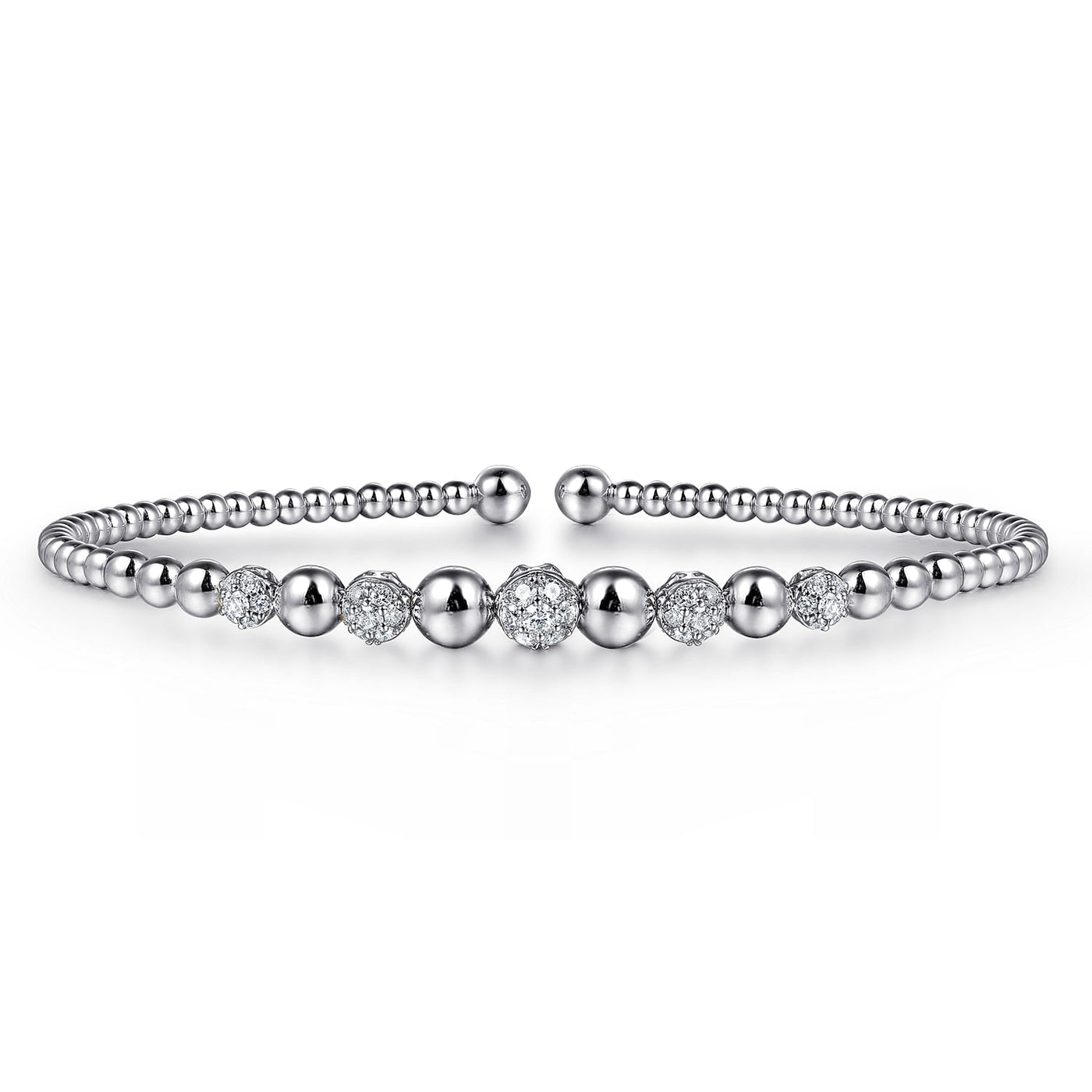 Gabriel 14K White Gold 0.34ctw 6.25" Bangle Style Diamond Bracelet