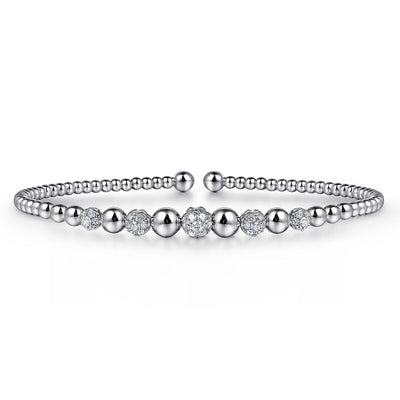 Gabriel 14K White Gold 0.34ctw 6.25" Bangle Style Diamond Bracelet