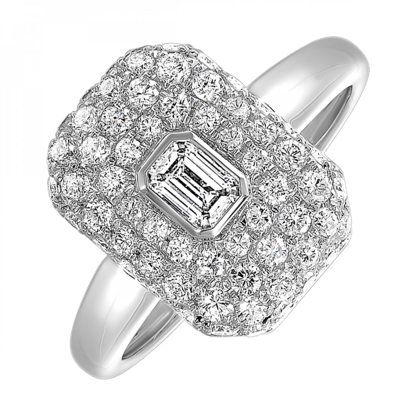 14K White Gold 1.08ctw Pave Diamond Fashion Ring