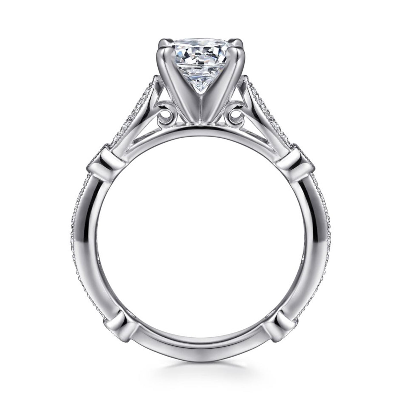 Gabriel 14K White Gold .37ctw 4 Prong Style Diamond Semi-Mount Engagement Ring