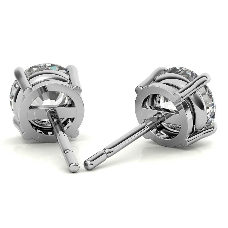 14K White Gold 1.50ctw Diamond Stud Earrings in Four Prong Basket Settings