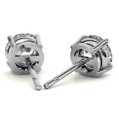 14K White Gold 1ctw Diamond Stud Earrings in Four Prong Basket Settings