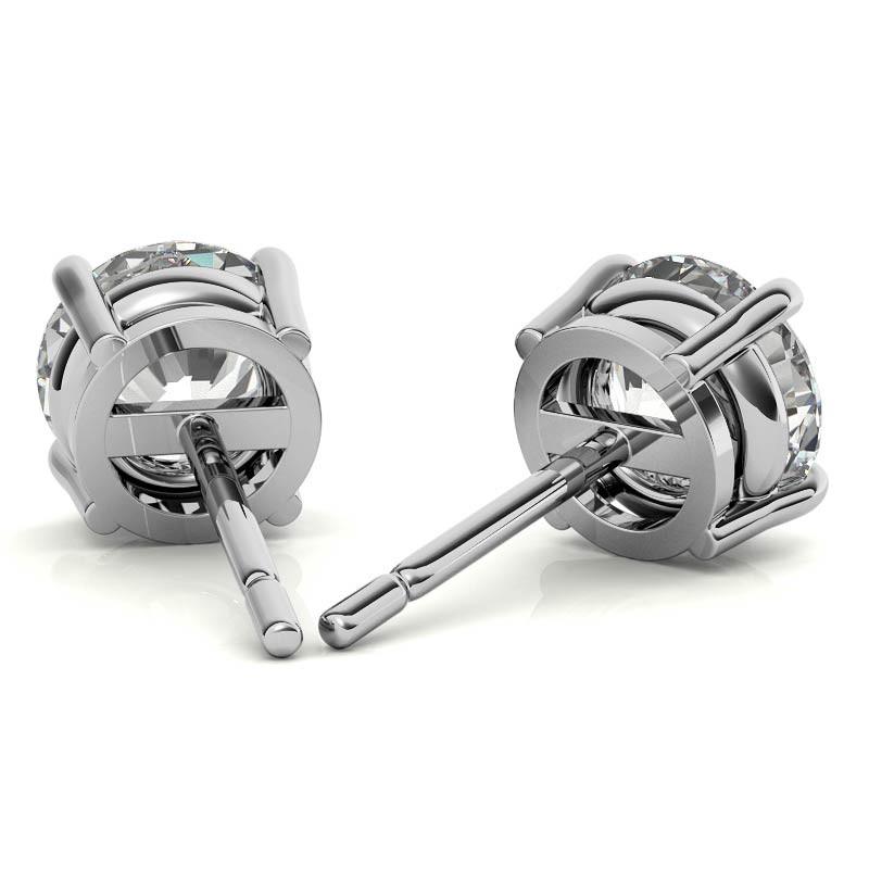 14K White Gold 1.5ctw Diamond Stud Earrings in Four Prong Basket Settings