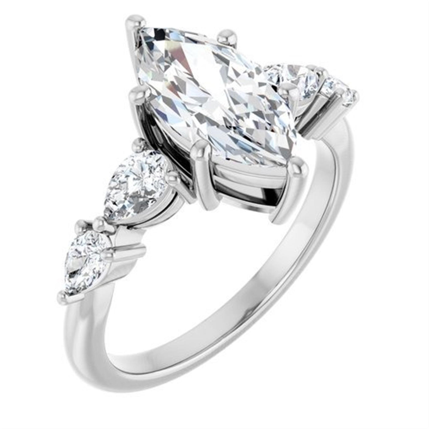 Ever & Ever 14K White Gold 0.5ctw 6 Prong Style Diamond Semi-Mount Engagement Ring