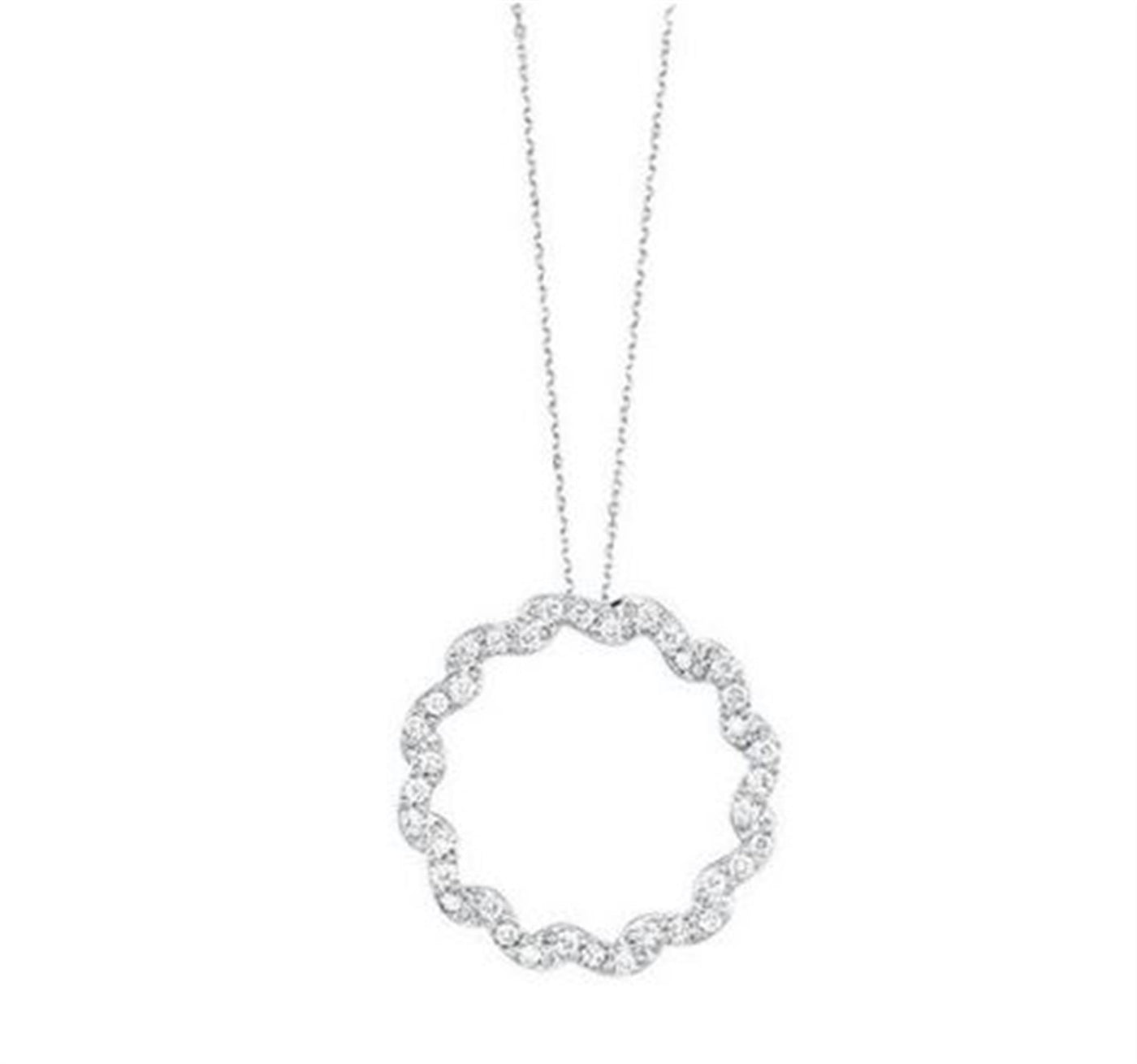 Sterling Silver .25ctw French Set Circle Style Diamond Pendant