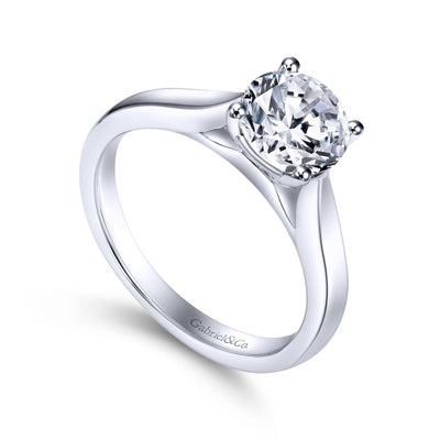 Gabriel 14K White Gold 4 Prong Style Diamond Semi-Mount Engagement Ring