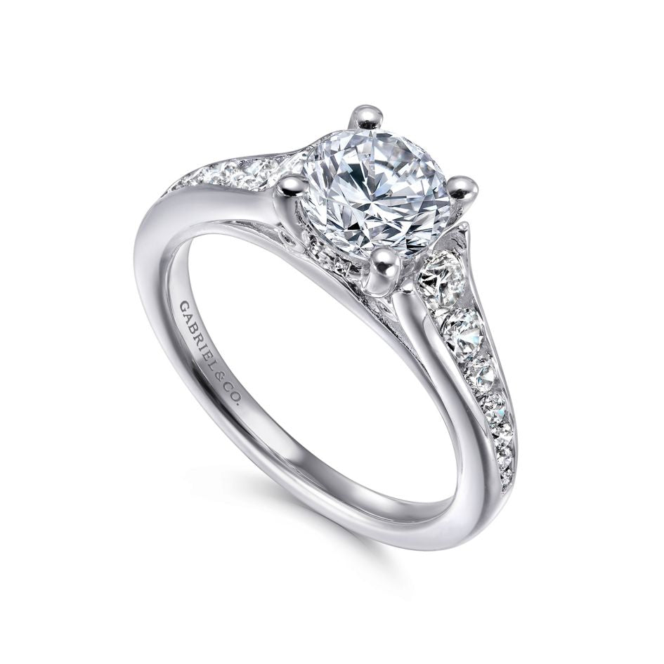 Gabriel 14K White Gold .55ctw 4 Prong Style Diamond Semi-Mount Engagement Ring