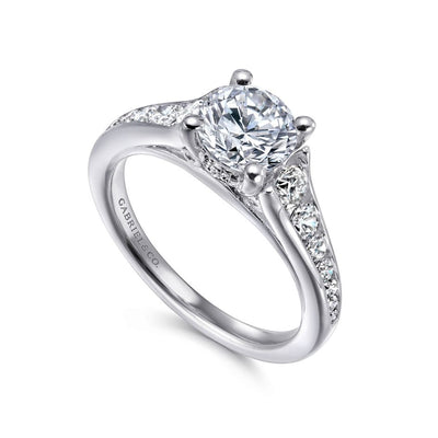 Gabriel 14K White Gold .55ctw 4 Prong Style Diamond Semi-Mount Engagement Ring