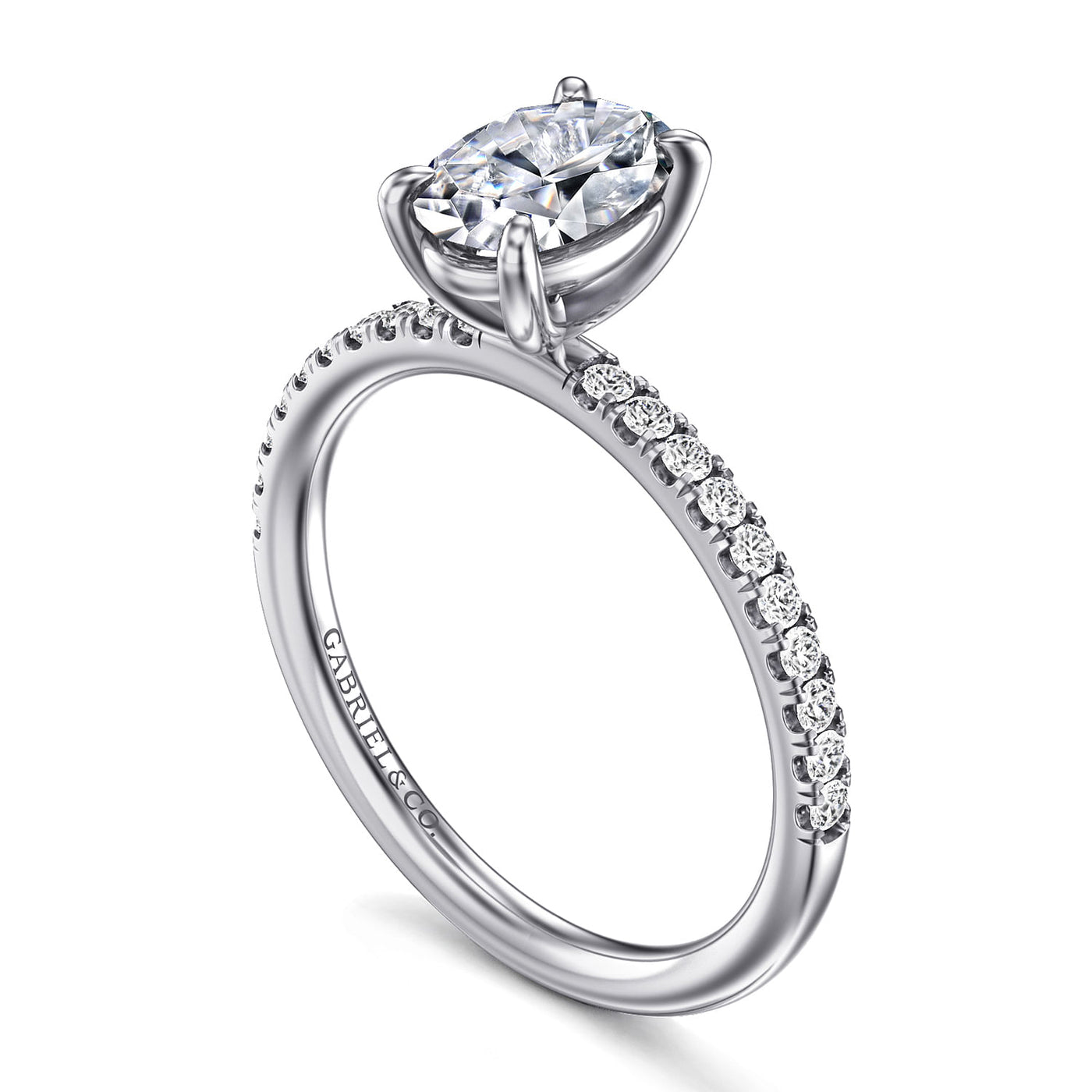 Gabriel 14K White Gold 0.197ctw 4 Prong Style Diamond Semi-Mount Engagement Ring