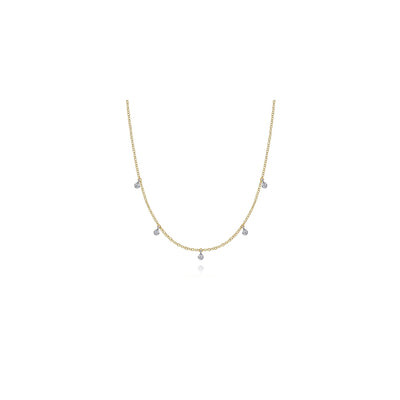 Gabriel 14K White & Yellow Gold .05ctw Fringe Style Necklace