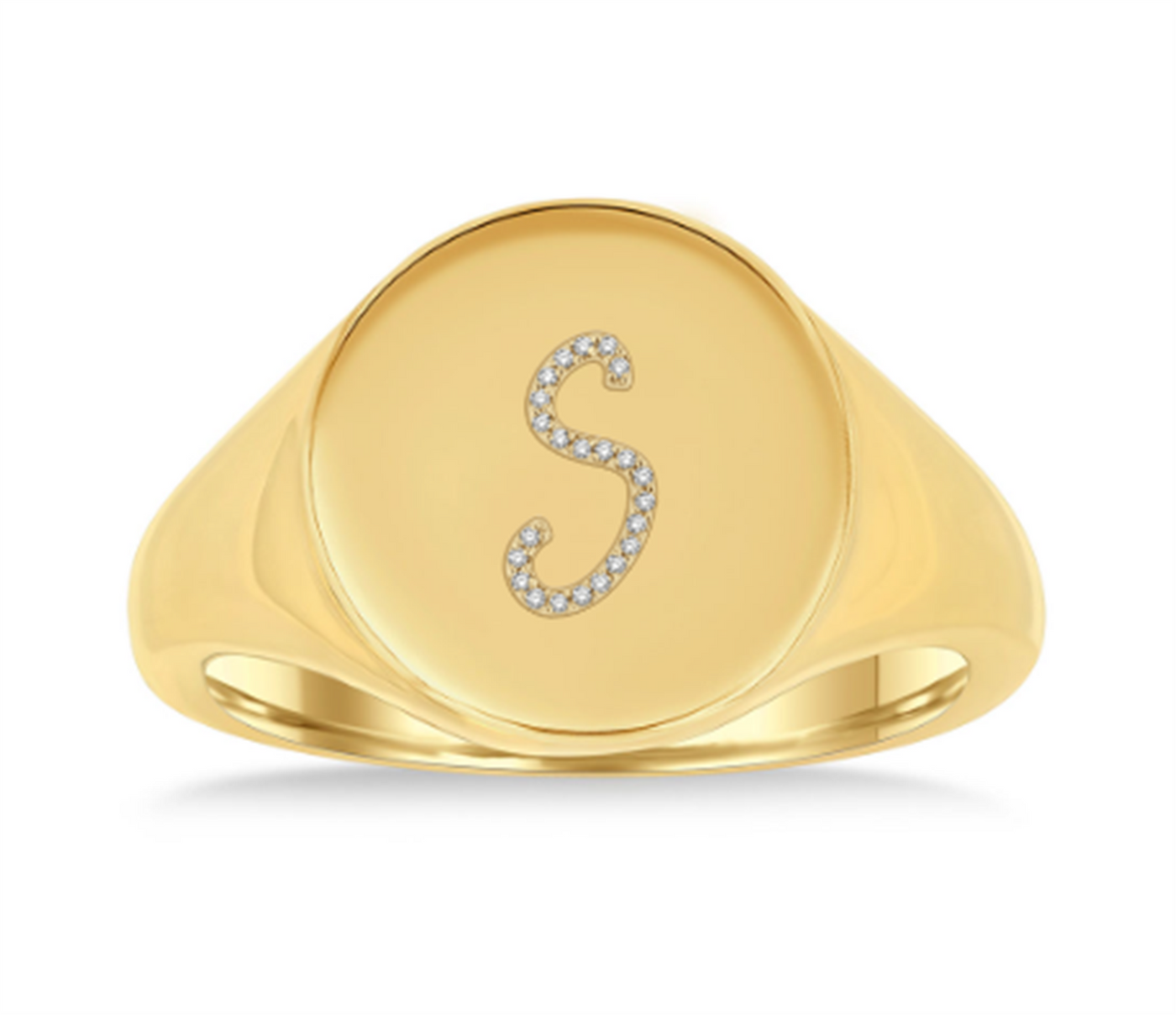 14K Yellow Gold .07ctw Initial Diamond Fashion Ring