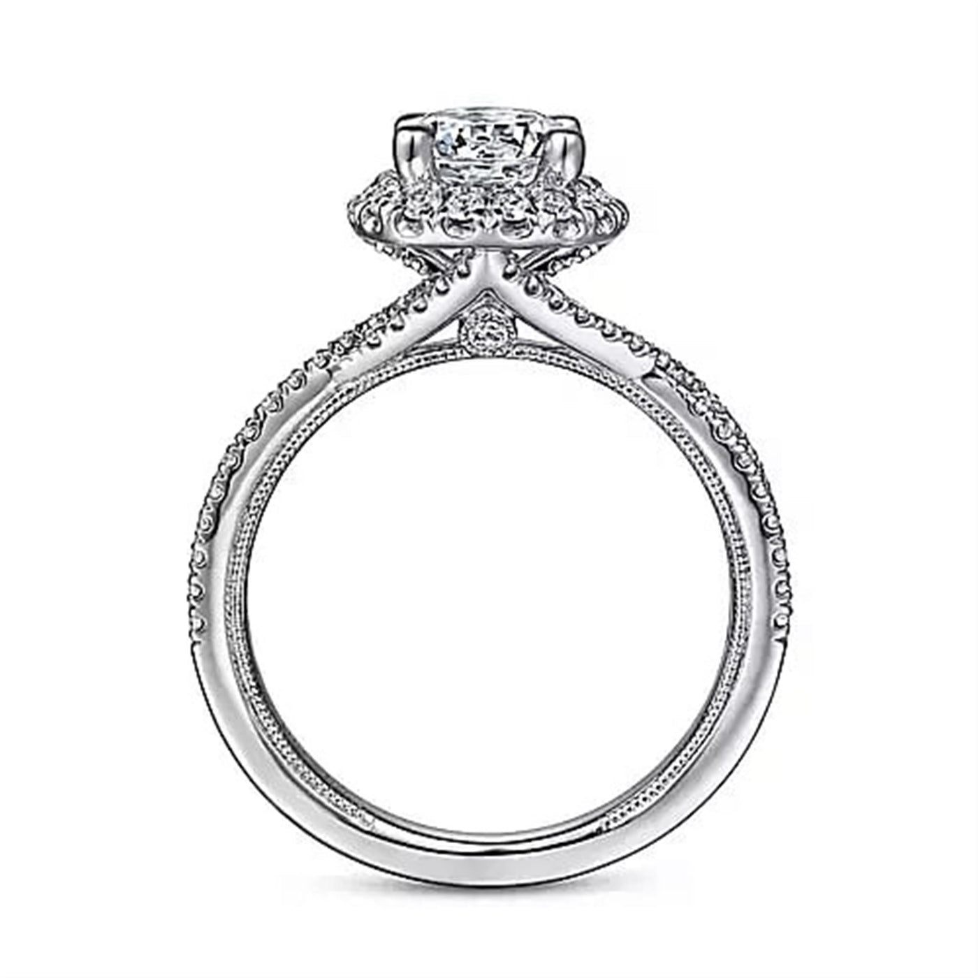 Gabriel 14K White Gold .50ctw 4 Prong Style Diamond Semi-Mount Engagement Ring