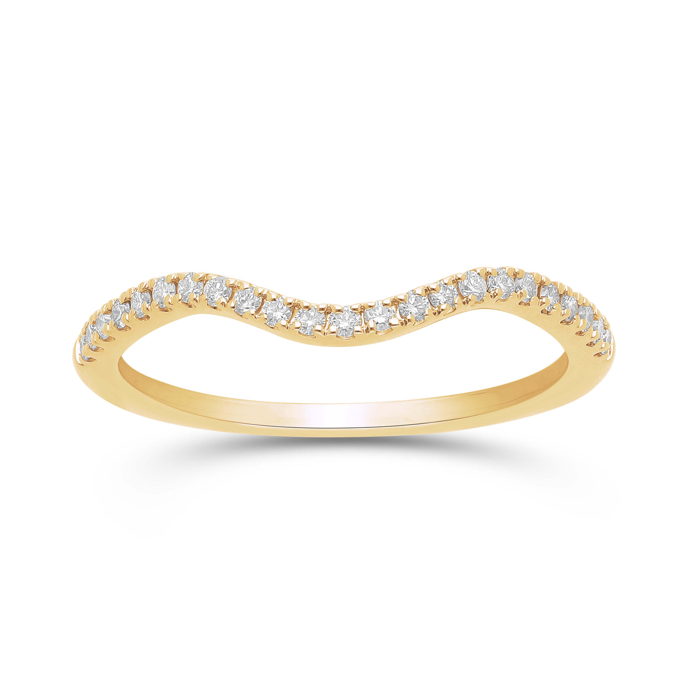 14K White Gold 0.16ctw Contoured Diamond Band