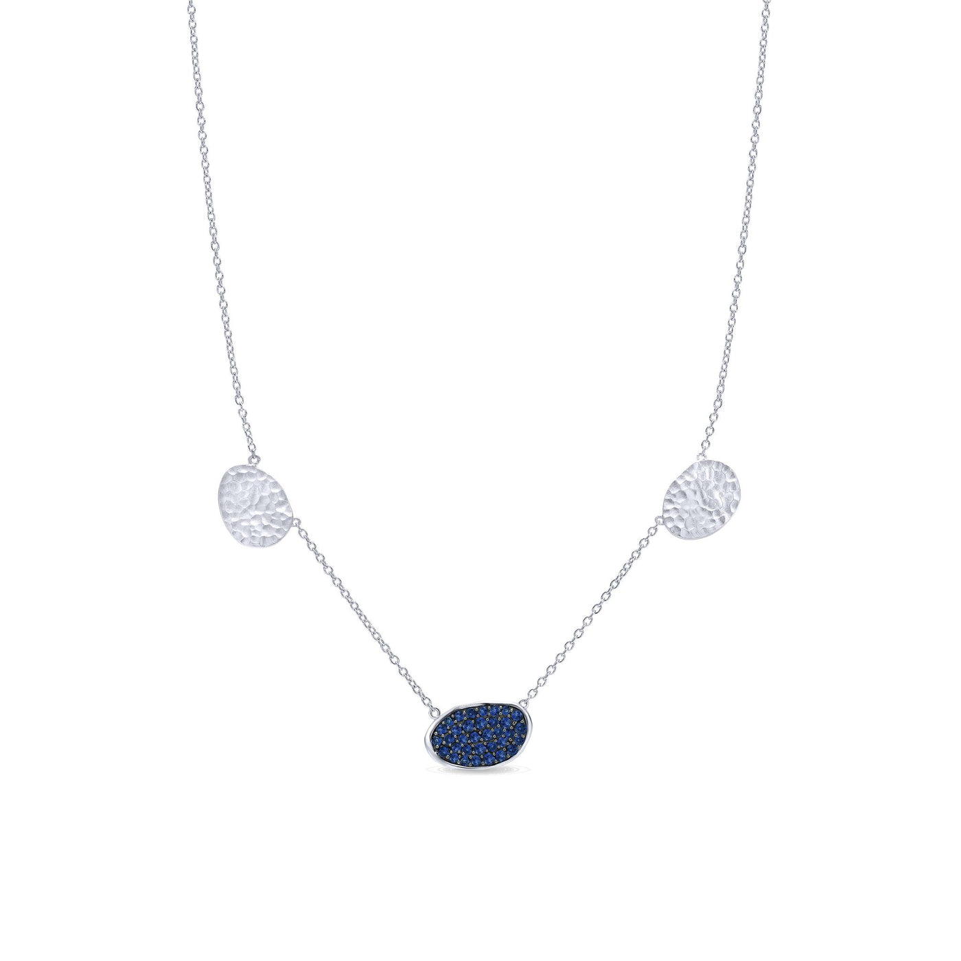 Sterling Silver  Contemporary Style Pendant Featuring Sapphires